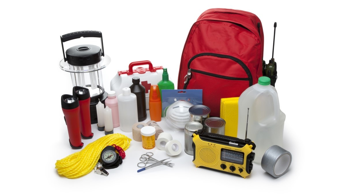Photo of a backpack with emergency supplies