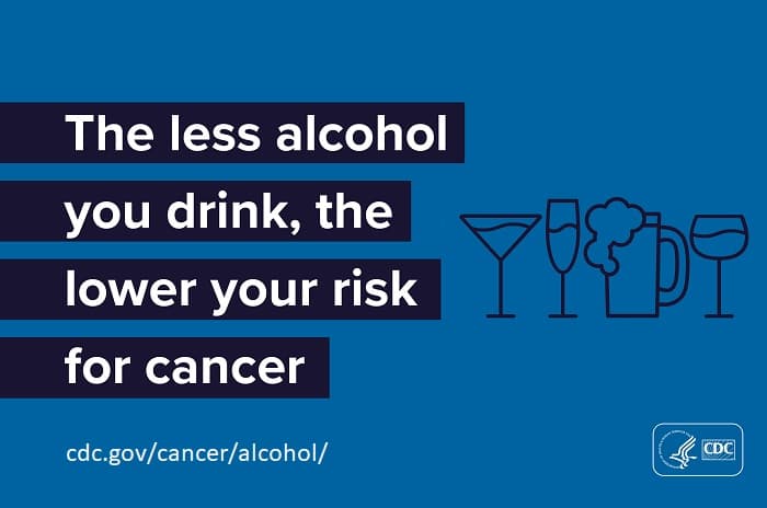 The less alcohol you drink, the lower your risk for cancer. cdc.gov/cancer/alcohol/