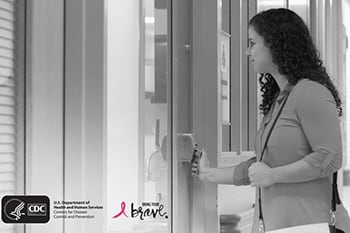 Young woman entering a genetic counseling clinic