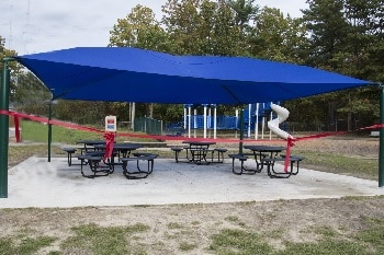 Photo of a free-standing shade structure at the Albert Bean Elementary School in Pine Hill, New Jersey