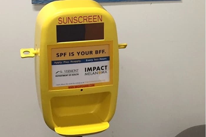 Photo of a sunscreen dispenser