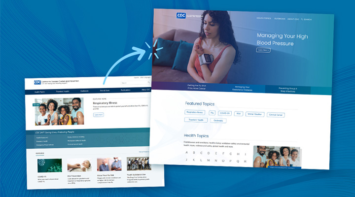 Screenshot of new CDC homepage