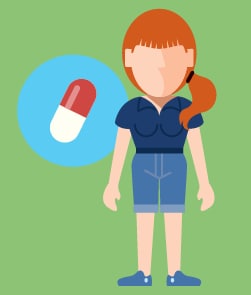 antibiotics pill and girl - icon
