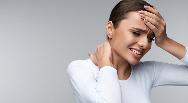 Woman Feeling Sick, Having Headache, Painful Body Pain