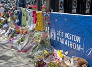 A memorial for the victims of the Boston Marathon.