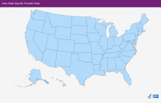 Ver datos de proveedores específicos por estado - Mapa de los Estados Unidos