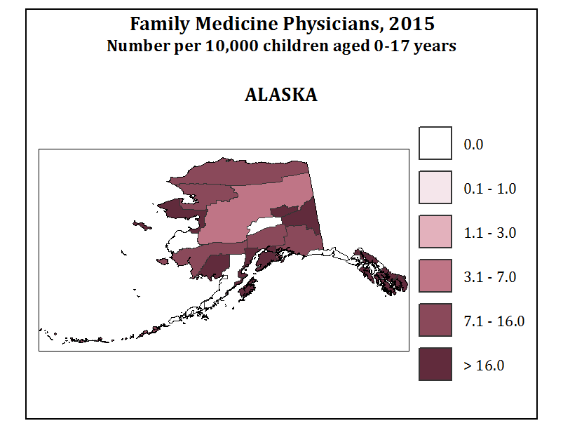 Family Medicine Physicians, 2015 Number per 10,000 children aged 0-17 years