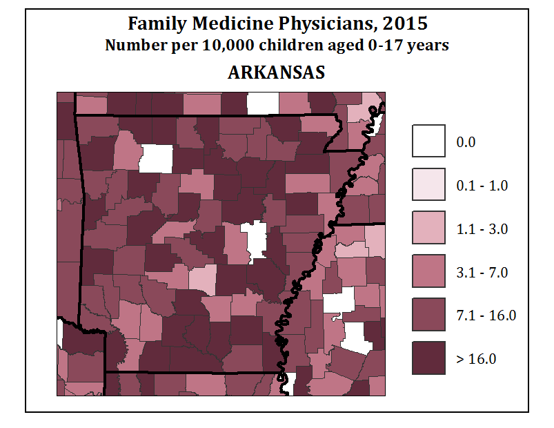 Family Medicine Physicians, 2015 Number per 10,000 children aged 0-17 years