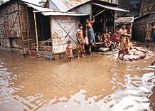 a flooded shanty town in the developing world