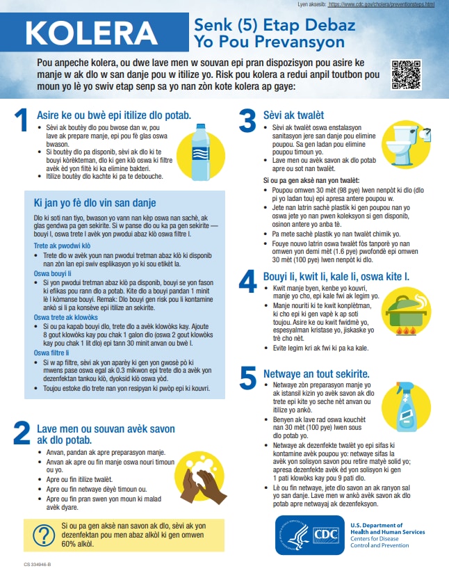 Small image of PDF entitled Cholera-5 Basic Prevention Steps (Creole)