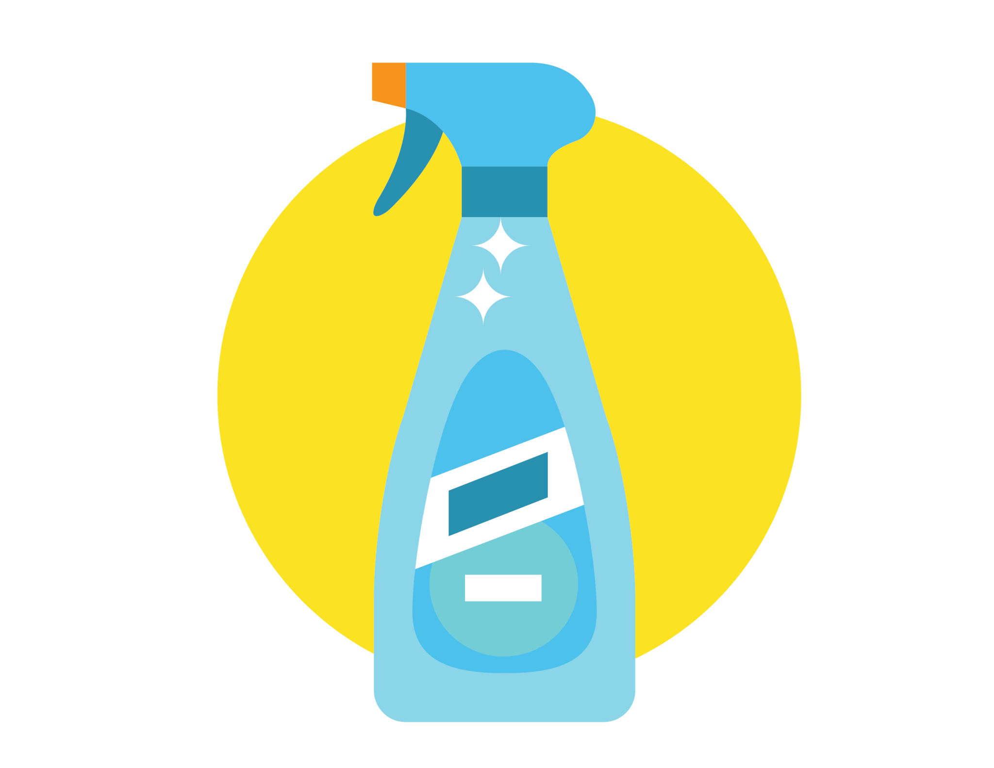Graphic of spray bottle of cleaning solution.
