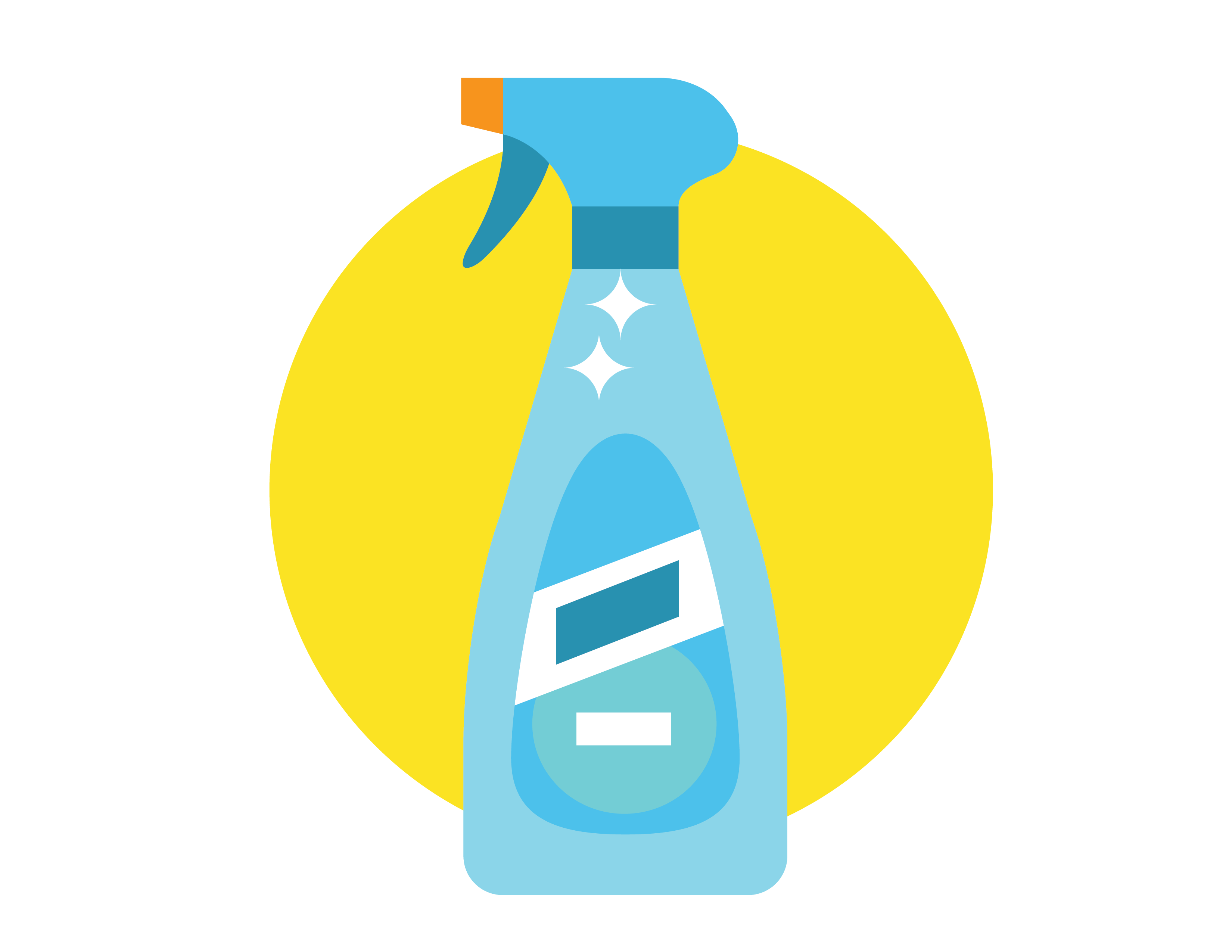 Graphic of spray bottle of cleaning solution.