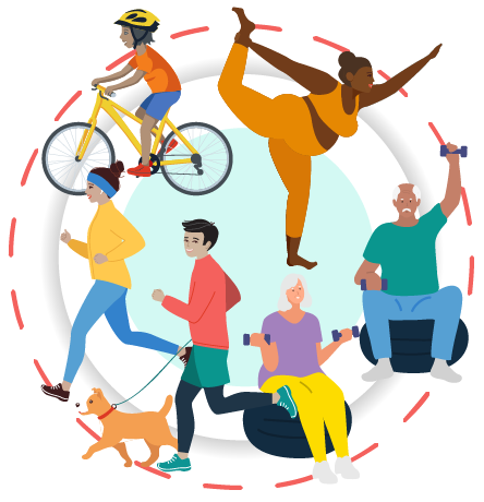 Circle of people exercising