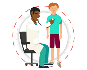 doctor examining a young man clipart