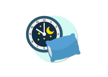 pillow and clock at 10 o'clock