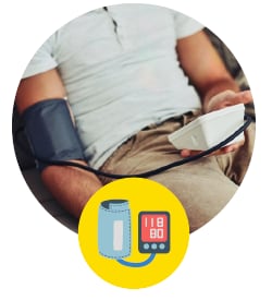man monitoring blood pressure 