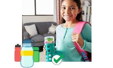 Girl holding a refillable water bottle