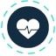 icon of heart with graph line