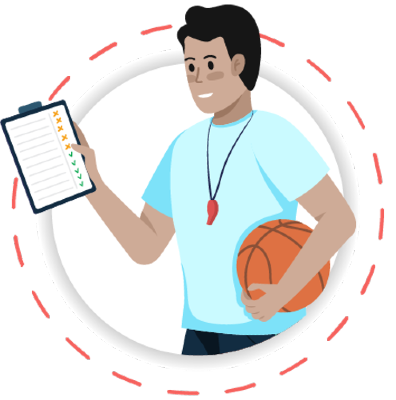 Basketball coach with checklist