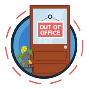 out of office sign on door