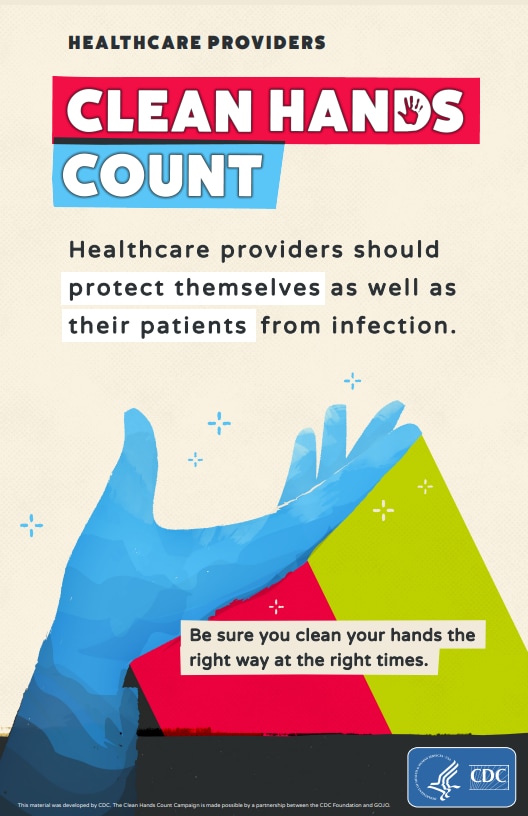 Small image of Clean Hands Count Poster For Providers.