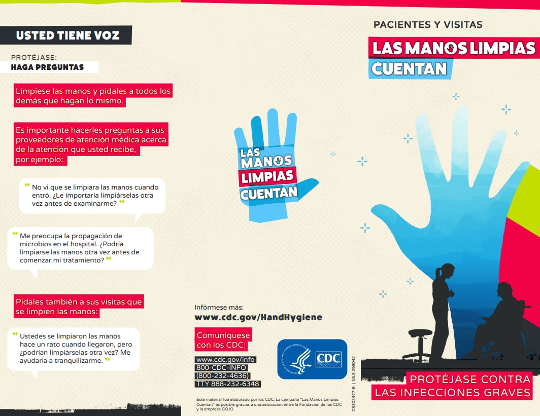 Small image of first page of Clean Hands Count Patient Brochure (Spanish).