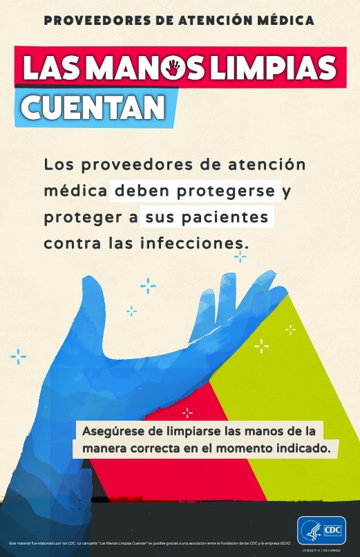Small image of Clean Hands Count Provider Poster (Spanish).