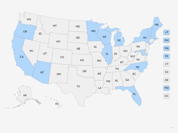 US map indicating CRCSI grantees