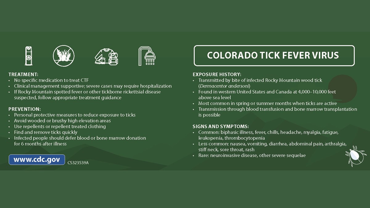 Page 1 of the Colorado Tick Fever pocket guide.