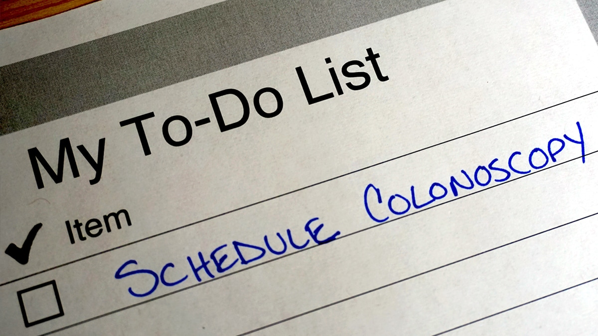 Reminder on to do list to schedule a colonoscopy