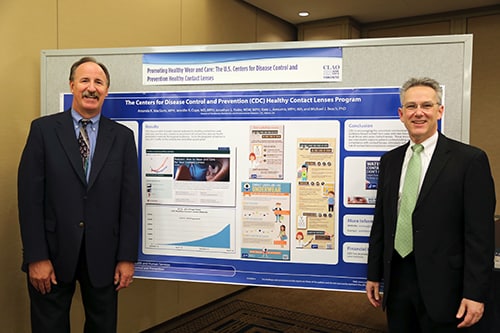CDC Contact Lenses Workgroup members Rick Weisbarth, OD, and Tim Steinemann, MD, at the Contact Lens Association of Ophthalmologists 2014 Global Symposium.