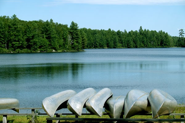 Canoes at summer camp