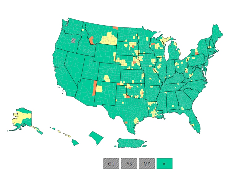 covid community levels USA map