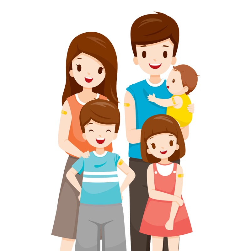 illustration of parents holding children smiling
