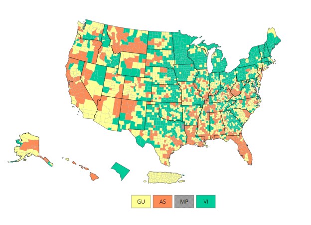 Map of U.S. COVID-19 Community Levels by County 07-07-2022