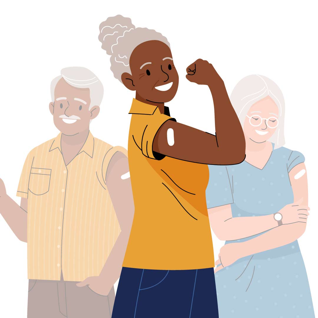 illustration of woman flexing arm with band aid