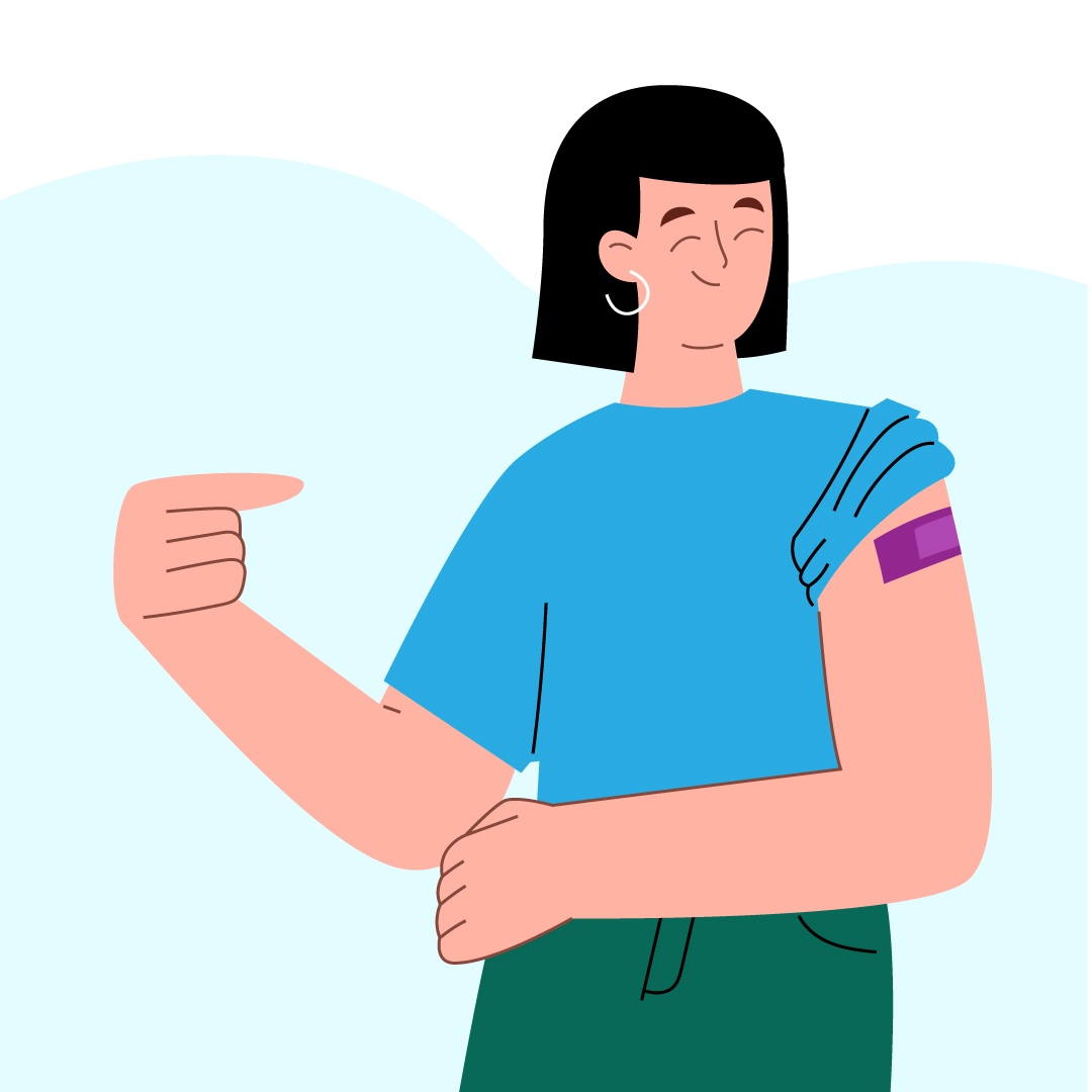 Illustration of a diverse group with band-aids on their arms