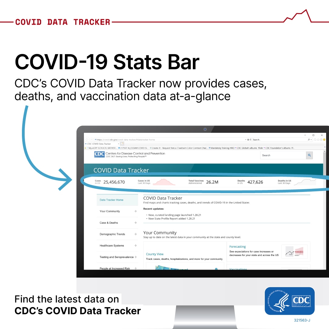 screen capture of COVID data tracker