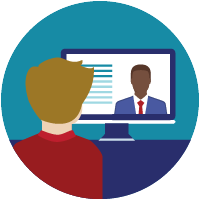 icon of person attending online meeting