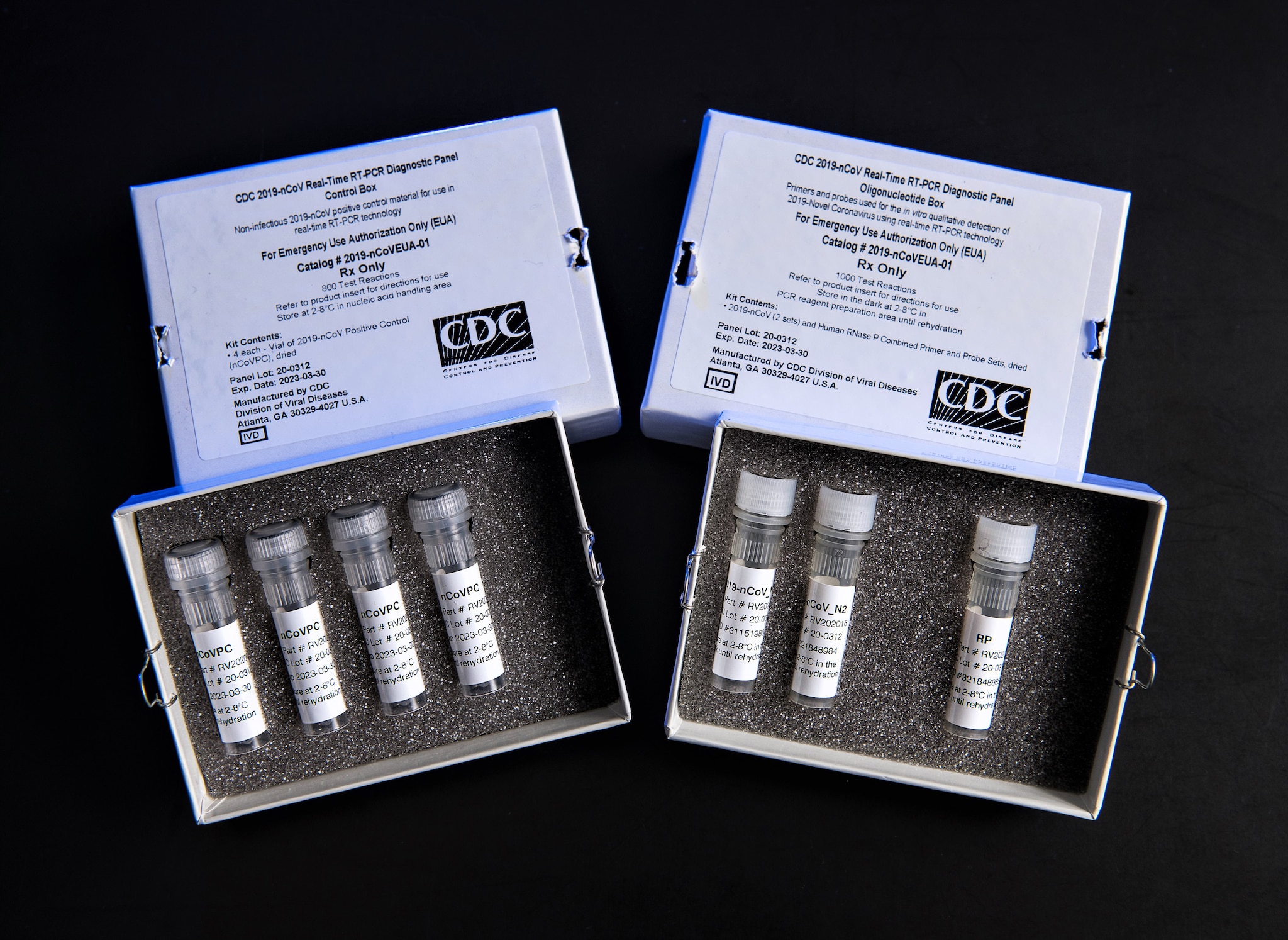 This is a picture of CDC’s laboratory test kit for the severe acute respiratory syndrome coronavirus 2 [SARS-CoV-2). CDC is shipping the test kits to laboratories CDC has designated as qualified, including U.S. state and local public health laboratories, Department of Defense (DOD) laboratories and select international laboratories. The test kits are bolstering global laboratory capacity for detecting SARS-CoV-2.