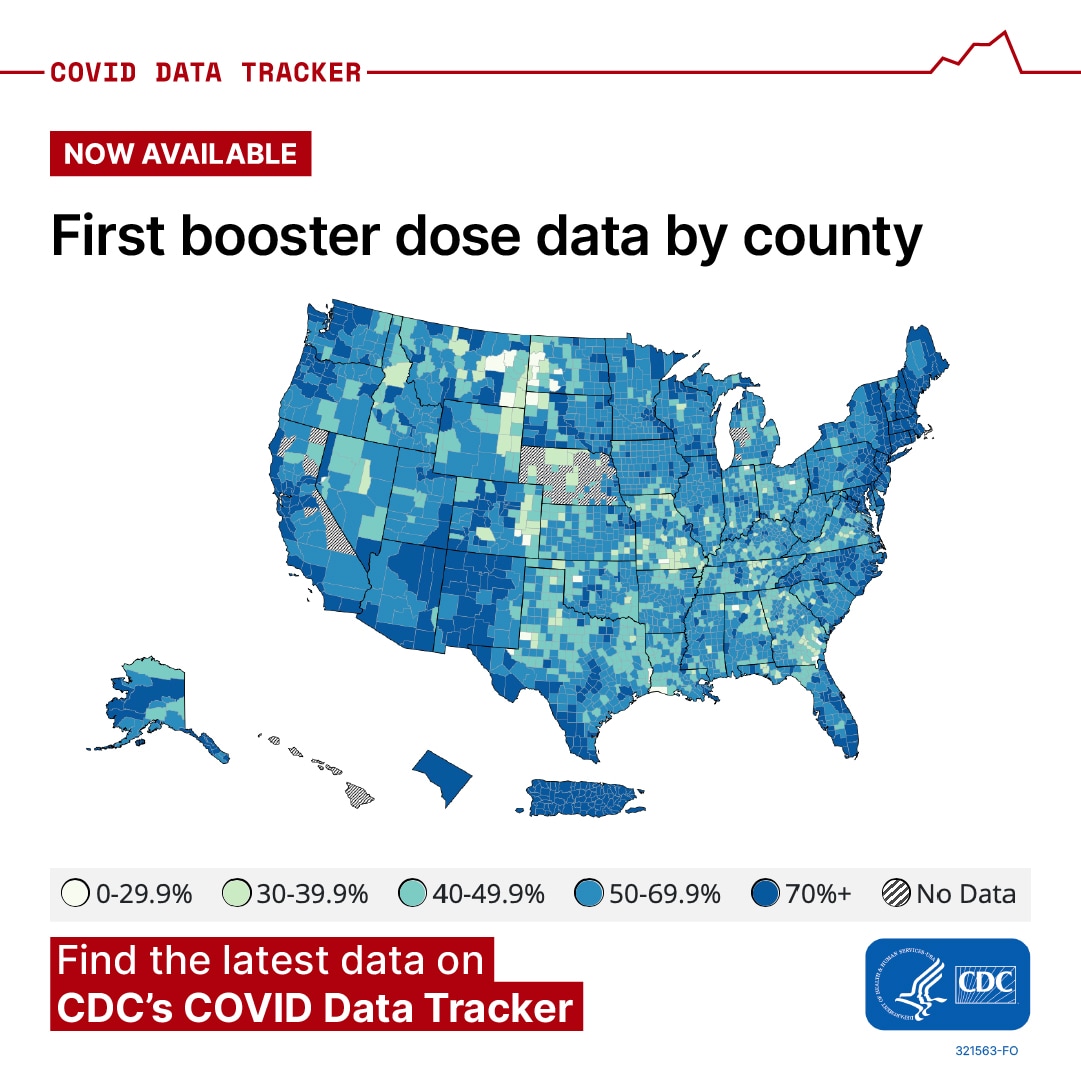 COVID Data Tracker First Booster by County Facebook 1080 x 1080