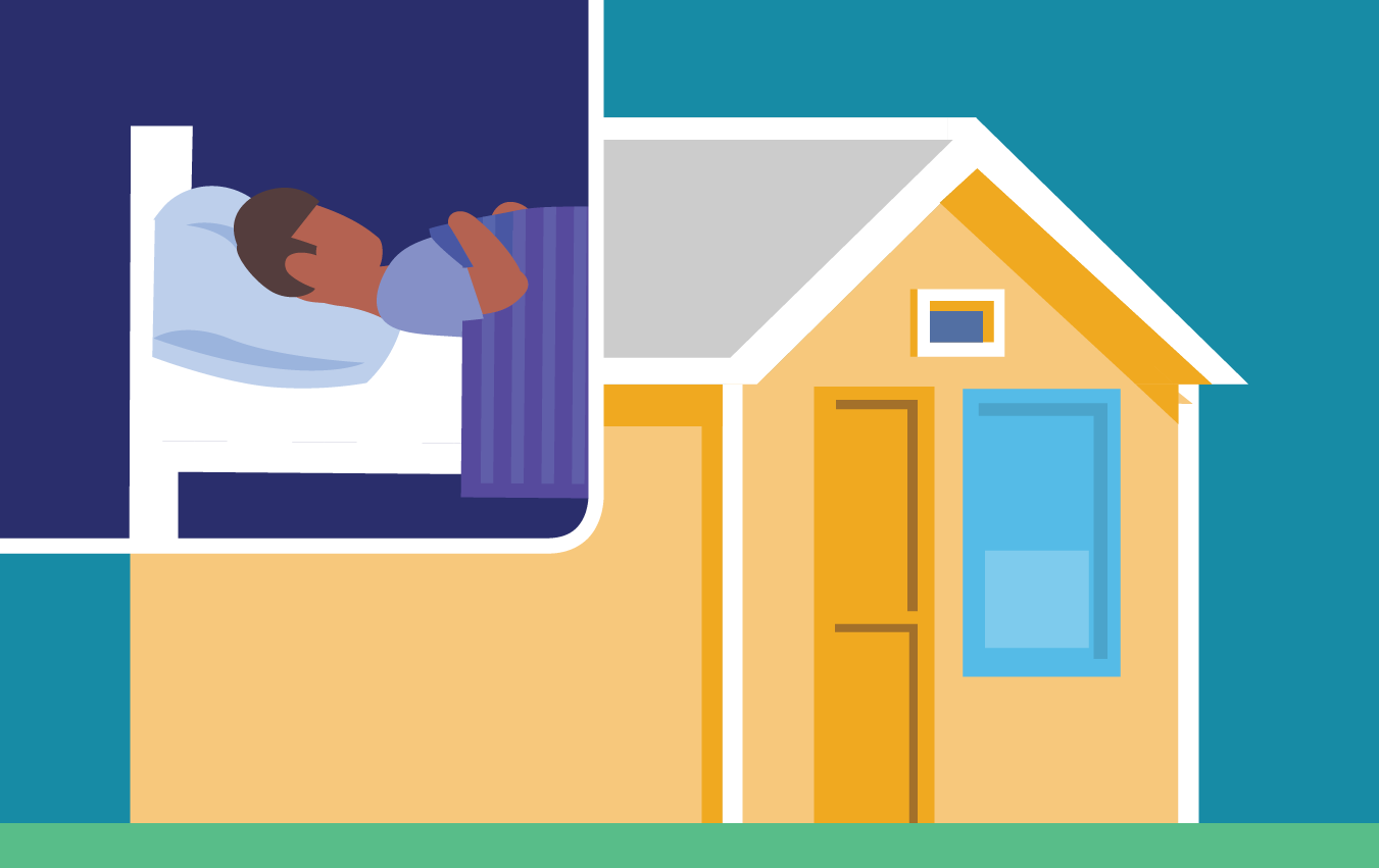 ilustración de una persona quedándose en su casa