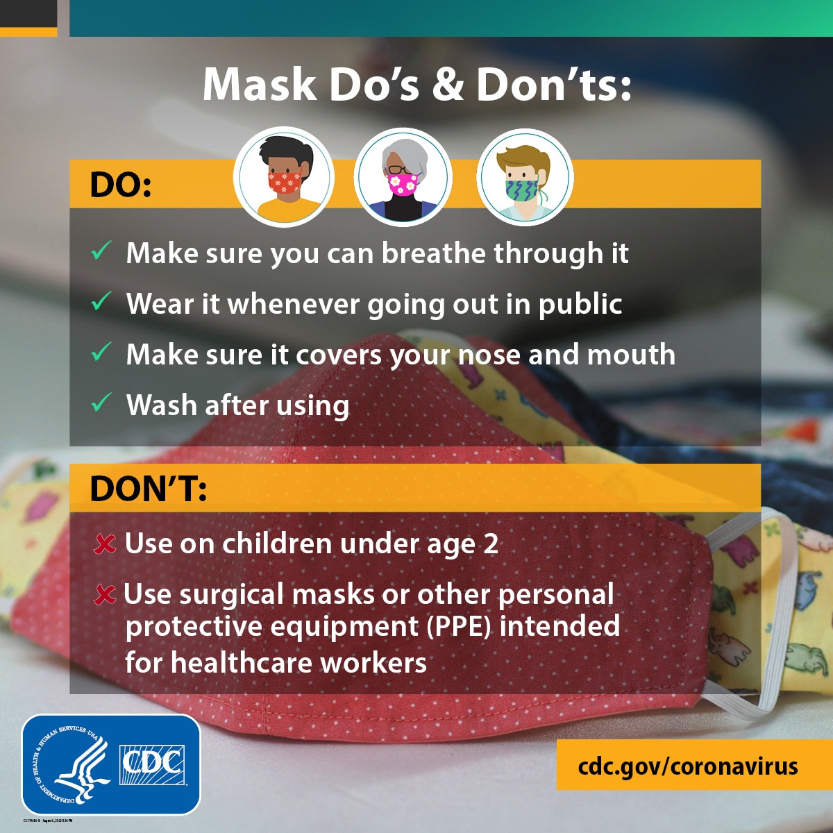 Face covering do's and don'ts.