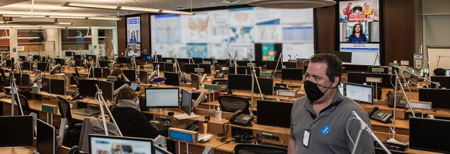 Outbreak response in action: Centers for Disease Control and Prevention (CDC) staff support the COVID-19 response in the CDC’s Emergency Operations Center (EOC) in Atlanta