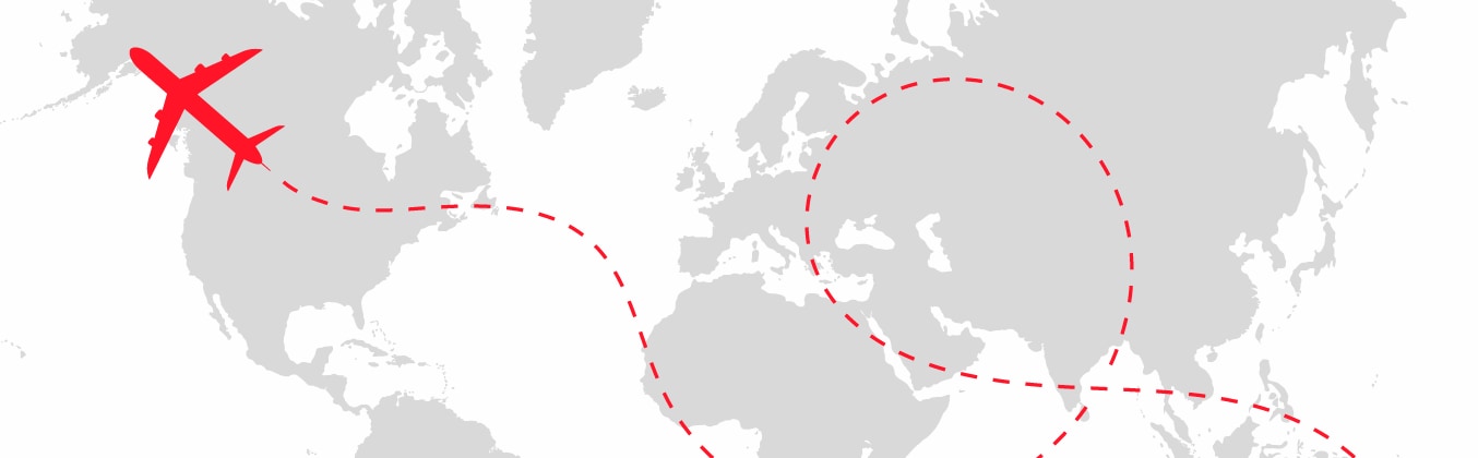 graphic of airplane route