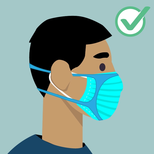 Man wearing blue facemask