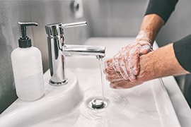 washing hands rubbing with soap for corona virus prevention