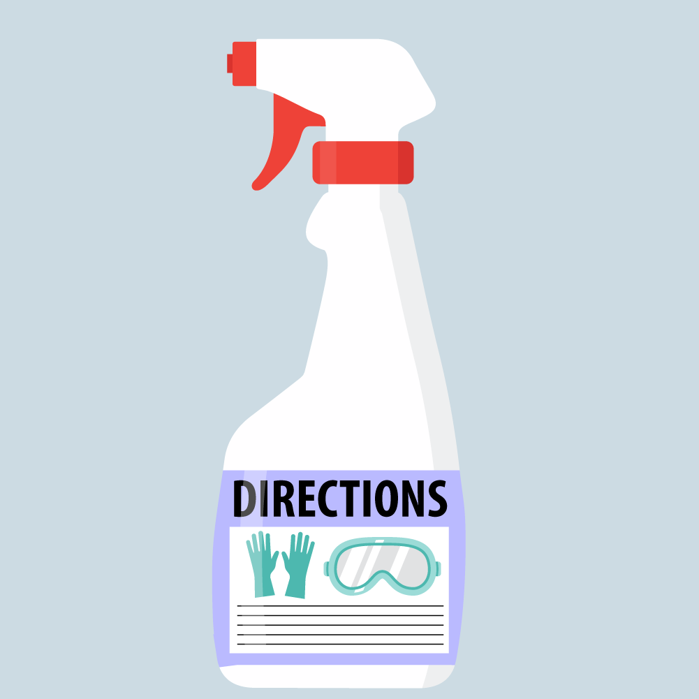 Illustration of a bottle with the word directions