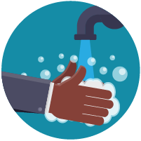 Illustration: washing hands with soap and water