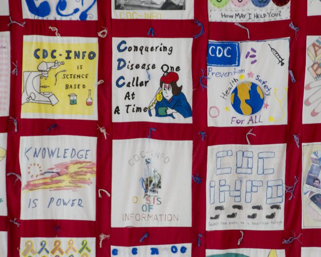 A quilt created by some of the CDC-INFO agents and gifted to CDC.